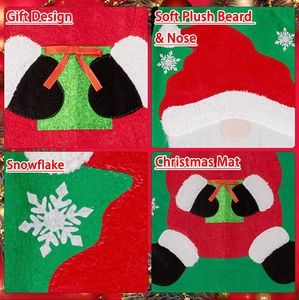 Christmas gnome toilet cover set with red felt, plush beard and snowflake embroidery