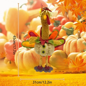Décoration de dinde de Thanksgiving avec corps de citrouille, dimensions 45cm x 31cm environ