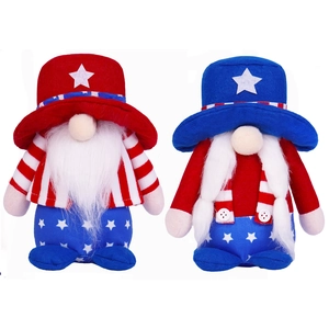 Patriotic 4th of July gnomes set with red, white, and blue stars and stripes patterns