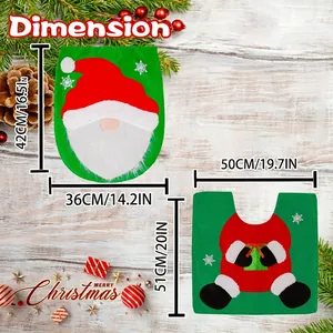 2-piece Christmas faceless gnome toilet cover and mat set dimensions overview