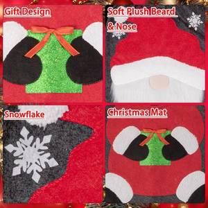 Christmas gnome toilet mat set with soft plush beard and snowflake embroidery