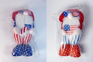 Detail of USA Independence Day gnomes featuring red white blue colors and star patterns