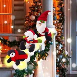 Pupazzi di Natale in peluche luminosi pinguino e pupazzo di neve per decorazione scale