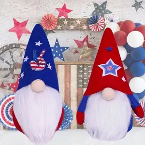 Patriotic USA Independence Day gnomes decorations in red white and blue theme colors
