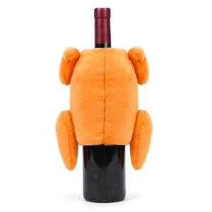 Decorative orange plush turkey wine bottle cover for Thanksgiving and harvest festivals