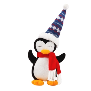Pingouin en peluche de Noël avec bonnet et écharpe pour décoration de rampe festive