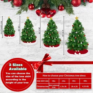 Guida alle taglie per gonne per albero di Natale in maglia rossa e bianca con pompon