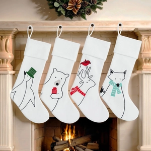 Große Weiße Nikolausstiefel Tier Rentier Pinguin Bär Fuchs Rot Grün Gestreift Hängende Weihnachtsdeko Für Kamin Zuhause