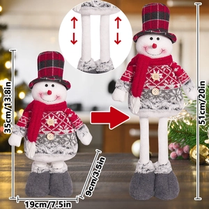 Telescopic Christmas snowman plush doll with adjustable height from 35cm to 51cm