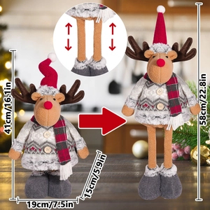 Telescopic Christmas reindeer plush doll adjustable from 41cm to 58cm in height