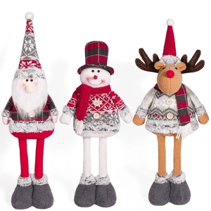 Three telescopic Christmas plush dolls including Santa Claus, Snowman and Reindeer ornaments