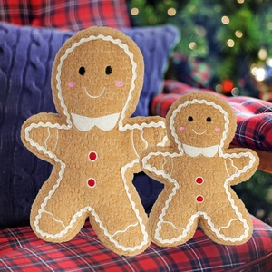 Gingerbread man plush pillows in various sizes for cozy Christmas home decoration