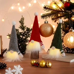 LED Glowing Christmas Gnome Plush Light Up Nordic Tomte Nordic Nisse Doll With Knitted Hat Holiday Home Decor Ornament