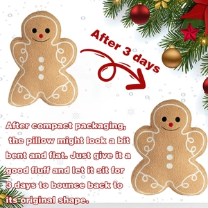 Gingerbread man plush pillow restoration guide from vacuum packed to full shape