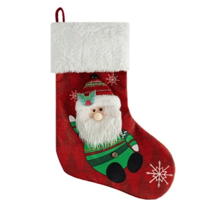 Klassischer roter Weihnachtsstiefel mit 3D Weihnachtsmann und weißem Plüschrand