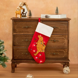 Calza di Natale luminosa con motivo Golden Retriever e decorazioni LED festive