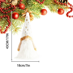 Christmas plush gnome with gold star hat and long beard decoration, 17 inches tall