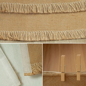 Christmas tree collar made of natural jute burlap with fringe edges and white lining