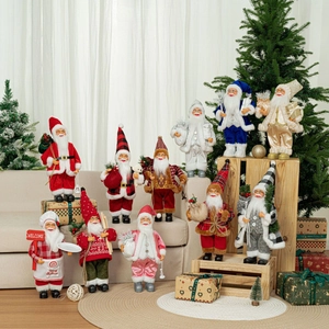 Figurine de Père Noël Debout Festive Pour Décoration de Noël Ornement en Tissu Peluche Maison Vacances Fenêtre Fête Décor Cadeau