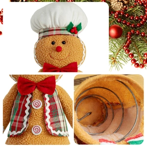 Gingerbread man chef plush doll with spring base and伸縮 structure for Christmas decor