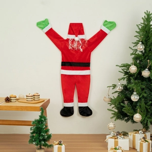 Décoration murale Père Noël en velours avec sapin de Noël et cadeaux en arrière-plan