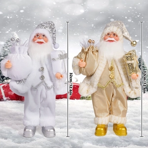 Détails des figurines de Père Noël de 32 cm en tenues festives argentées et dorées