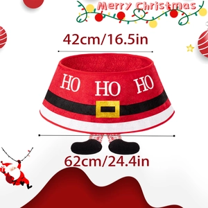 Jupe de sapin de Noël avec jambes de Père Noël, décor base de sapin en feutre rouge 62cm