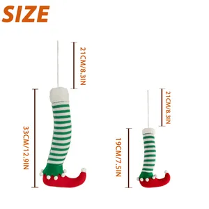 Size specification chart for Christmas elf plush ornaments showing heights of 33cm and 19cm