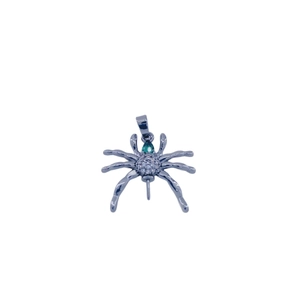 Colgante de araña gótica en cobre negro con circonitas verdes y blancas finas