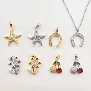 Pendentifs marins en or et argent avec zircone, incluant étoiles de mer et fers à cheval