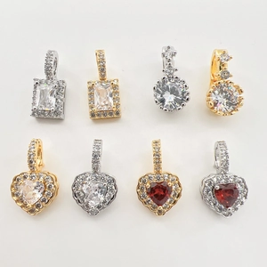 Luxury Gold Plated Copper Zirconia Heart Square Round Pendant Necklace Glass Artificial Pearl Chain Jewelry For Women Party Gift