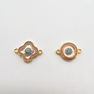 18k gold plated floral and round turquoise beads charms for DIY jewelry making
