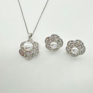 Elegant Camellia Flower DIY Jewelry Findings For Women Copper Rhinestone Pendant Necklace Empty Setting 925 Silver Needle Earrings