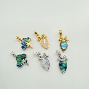 18K Gold Plated Copper Carrot Cloud Lightning Pendants Natural Shell Inlaid Rhinestone DIY Jewelry Making Accessories For Necklaces Bracelets