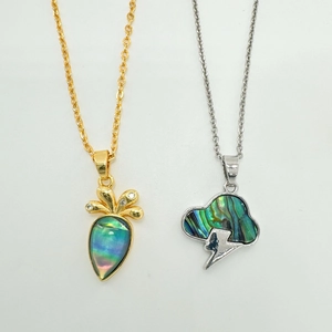 18K gold-plated carrot and lightning pendants with natural colorful abalone shell inlay