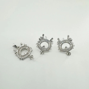 Conjunto de joyas de plata S925 dragón con circonitas para montaje de perlas