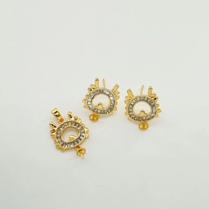 Soportes de perlas reno en plata S925 dorada con circón para joyería artesanal DIY