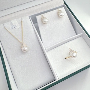 Montature Künstliche Perle Forma Corona Perno in Argento Sterling 925 Rame Zirconia Componenti Gioielli DIY Per Anello Ciondolo Orecchino