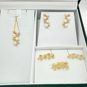 Elegant Copper Zircon Flower Grape Artificial Pearl Hollow Tray Pendant Earring Findings For DIY Jewelry Making Accessories Gold Plated