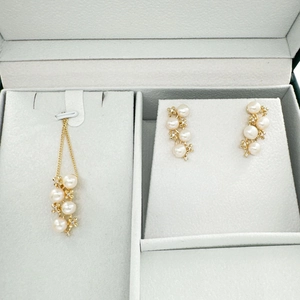 Elegant S925 silver pearl flower jewelry set with necklace pendant and earrings