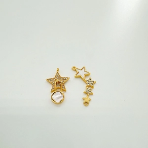 Colgantes de estrella bañados en oro 18k con nácar y cristales para joyería DIY