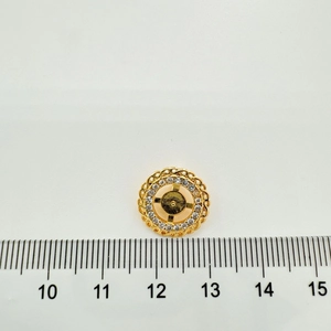 Detail of 13mm gold sunflower jewelry base with pave zircon rim and s925 silver needle