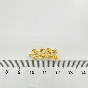Macro shot of s925 silver flower pearl setting with size scale for DIY jewelry making