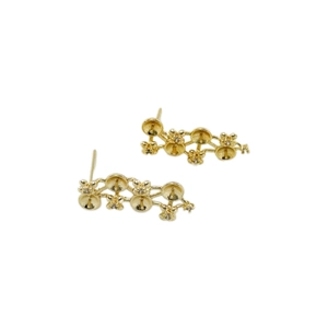 Golden flower and pearl setting earring components in S925 sterling silver for DIY jewelry