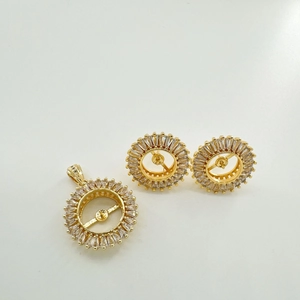 Luxurious S925 silver sunflower jewelry set with gold plating and cubic zirconia