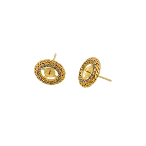 Golden sunflower pearl earring studs with sparkling zircon accents for DIY jewelry making