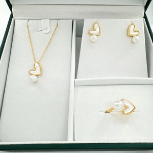 Accessori per Gioielli DIY a Forma di Cuore in Conchiglia Placcati Oro 18K Stile Francese Base Vuota Pendente Orecchini Anello Senza Perla