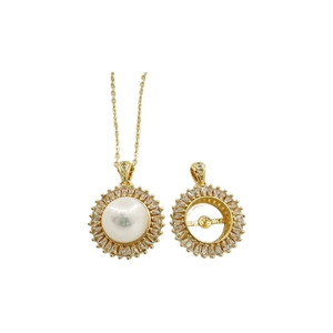 Luxurious S925 silver sunflower pendant setting with pearl and sparkling zircon stones