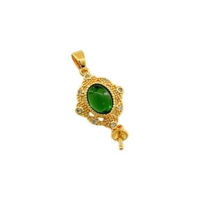 Vintage emerald zircon and pearl pendant base with gold plated S925 silver pin for DIY