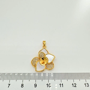 Elegant gold flower pearl setting pendant with s925 silver and zircons for DIY jewelry